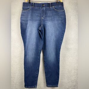 Betabrand Jeans Womens 1X Long Blue Signature Mid Rise Pull On Skinny Denim